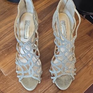 INC International Concepts Glittering Silver/Gold Heels